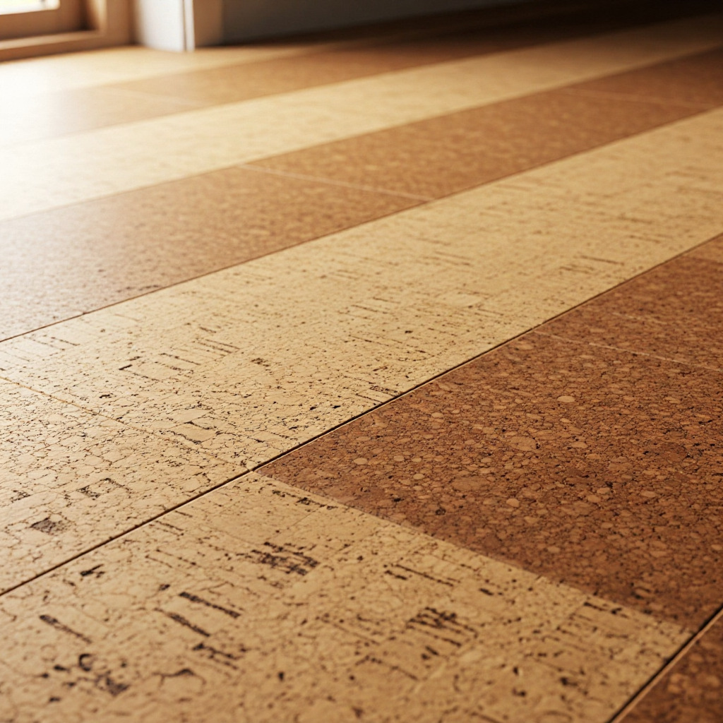 Natürlicher Korkboden in warmen Farbtönen – nachhaltig, fußwarm und schalldämmend.